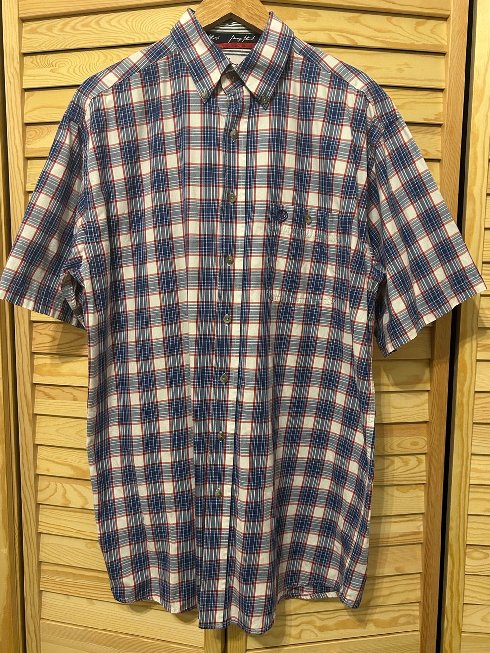 George Strait Short-Sleeve Button-Down Plaid Shirt **Measurements Only**